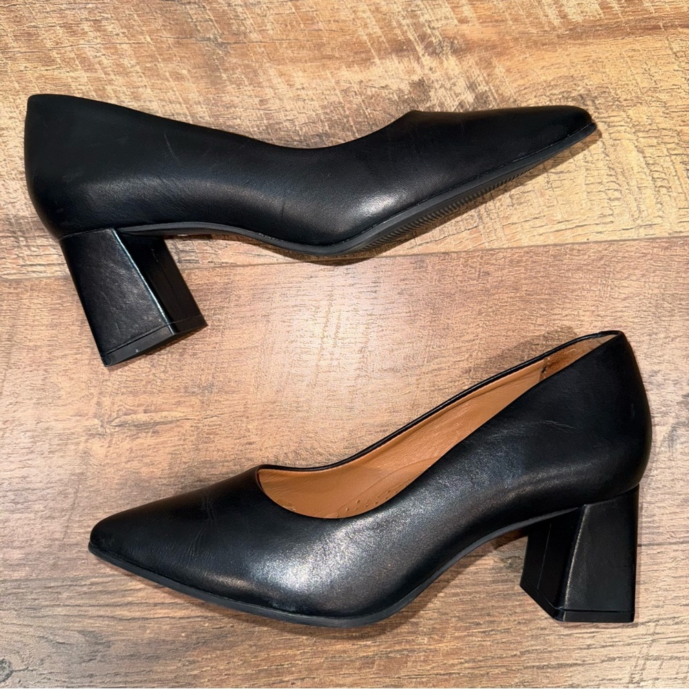 Wirth Leather Elegant Black Women's Block Heel Shoes